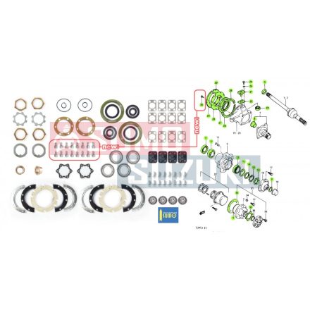 Kit reparatie omocinetica Suzuki Samurai +rulmenti pivoti +rulmenti roata + pivoti + bucse planetara pentru ambele parti