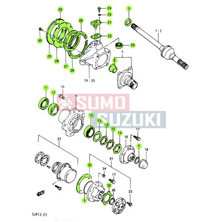 Kit reparatie omocinetica Suzuki Samurai +rulmenti pivoti +rulmenti roata + pivoti + bucse planetara pentru ambele parti