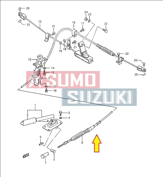 Suzuki Samurai 1.3 SJ413 Cablul frâna de mână 54640-70A10 lu