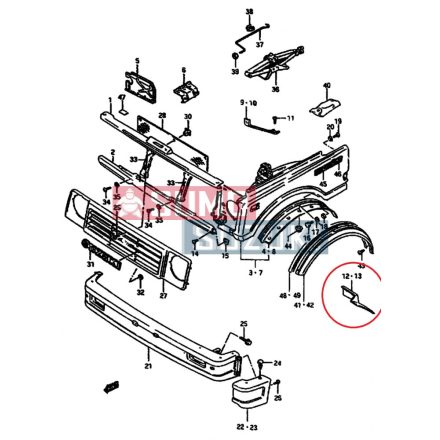 Element reparatie aripa fata stanga Suzuki Samurai (langa podul pedalier)