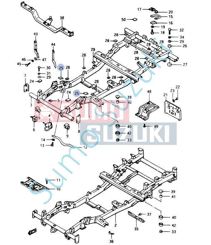 Bucsa distantier caroserie partea din fata Suzuki Samurai -