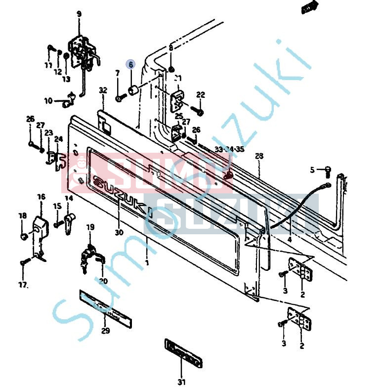 Suzuki Samurai tampon opritor usa spate 72875-80003 - Sumo S