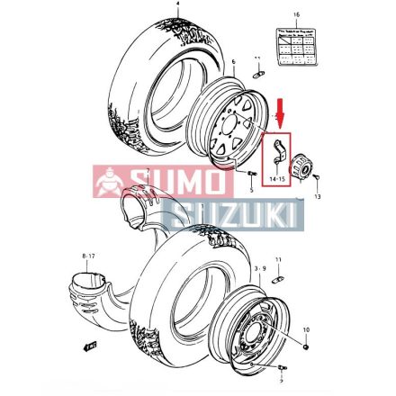 Suzuki Samurai 1,0 1,3 suport prindere capac roata punte fata 43261 -80000